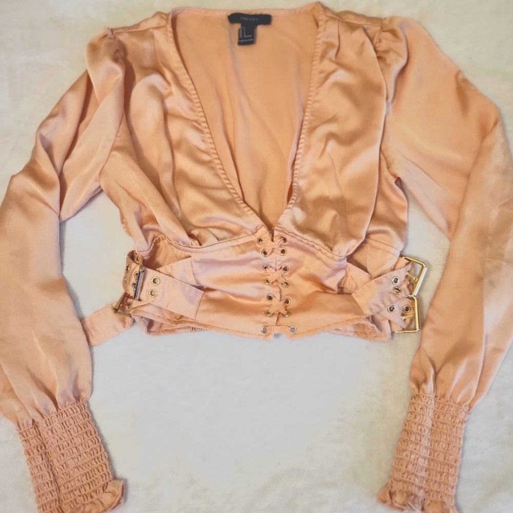 Women Satin Pink Crop Top